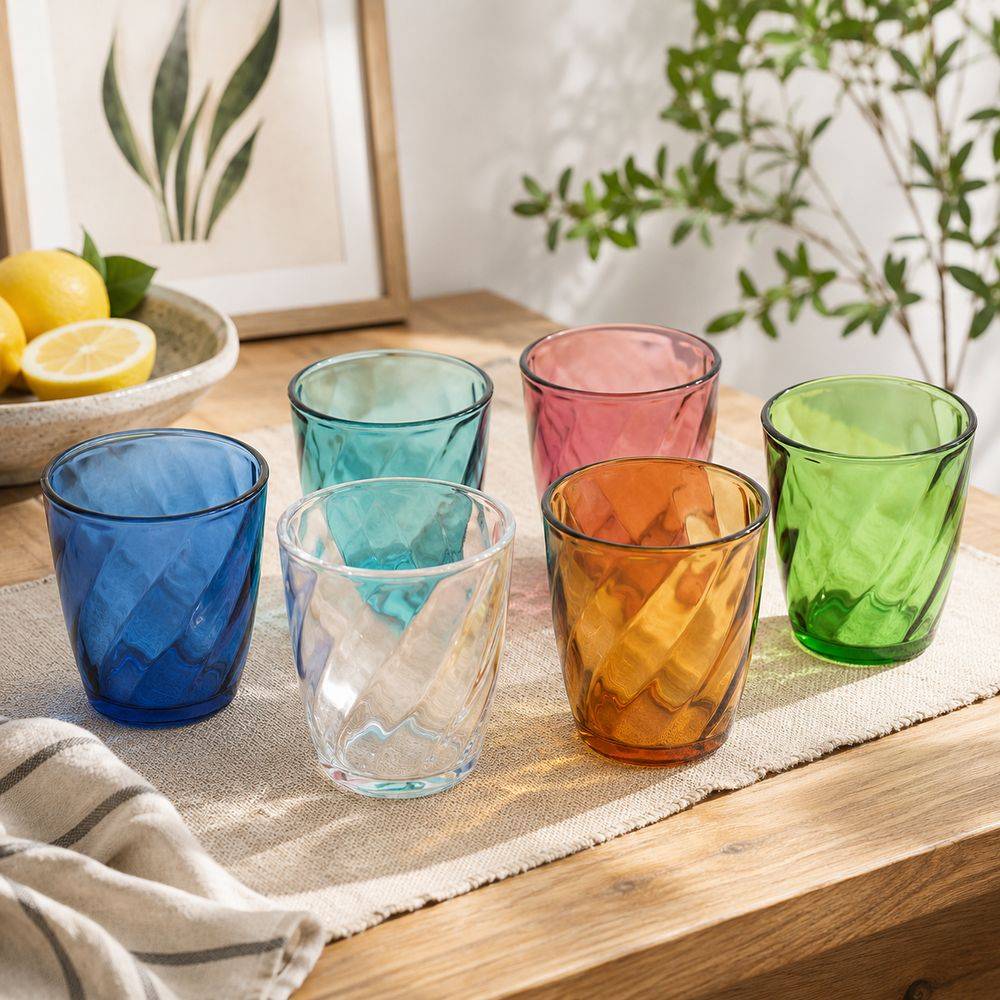 Set 6 Bicchieri in Vetro Colorato Lecco 30 cl