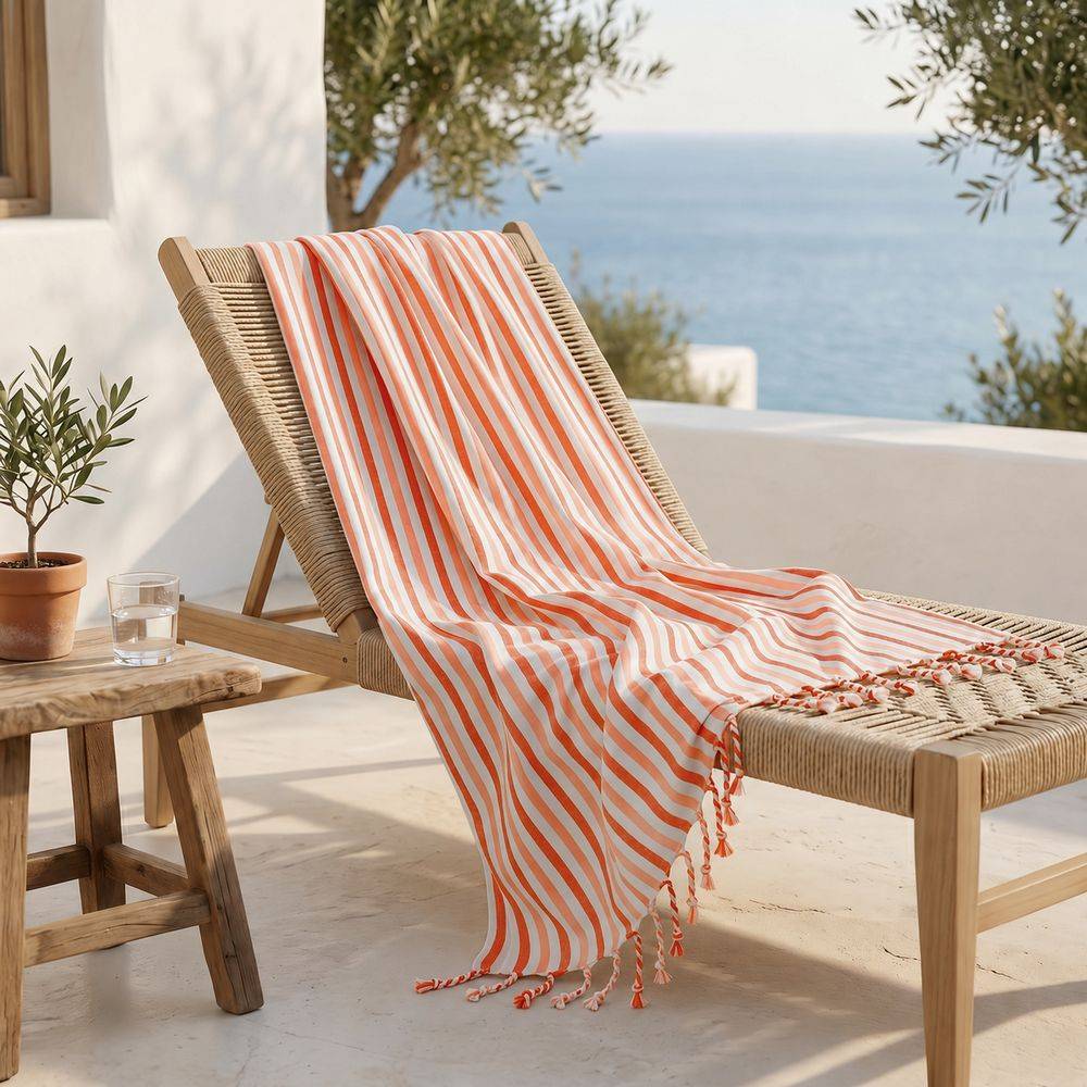Fouta Telo Mare Mudan Righe Arancio 95x190