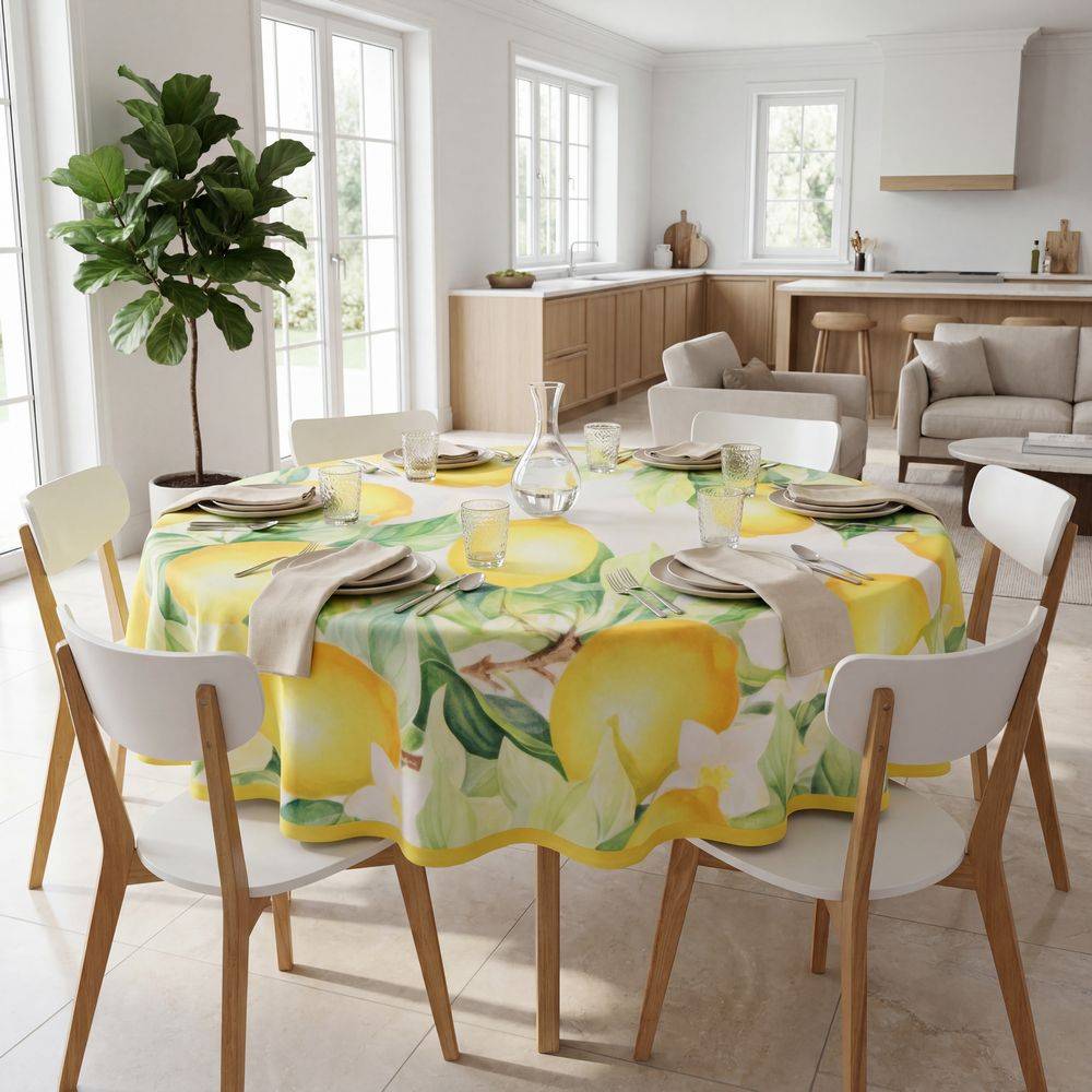 Tovaglia antimacchia Kiki Classic Limoni rotonda 180