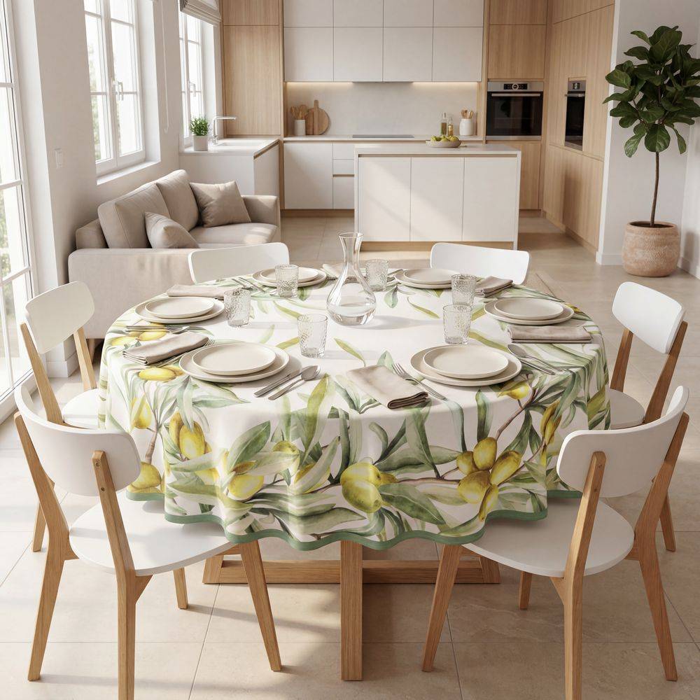 Tovaglia antimacchia Kiki Classic Olive rotonda 180