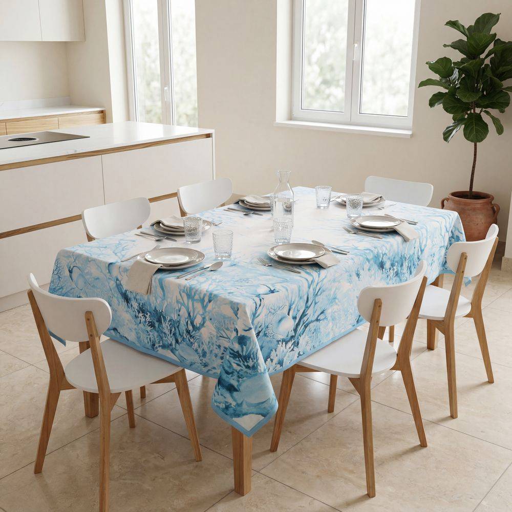 Tovaglia antimacchia Kiki Mare Coralli Pesci Azzurri 140x320