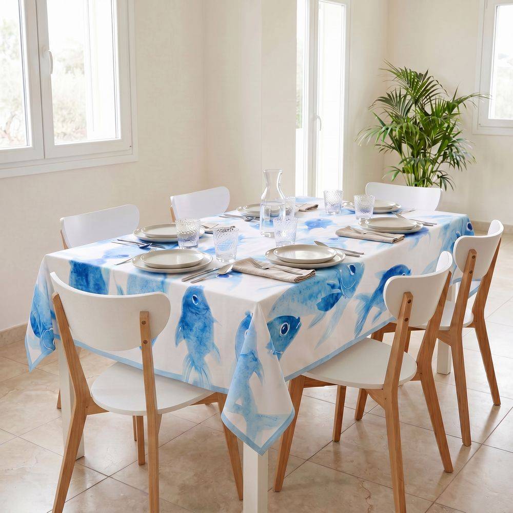 Tovaglia antimacchia Kiki Mare Pesci Azzurri Grandi 140x180