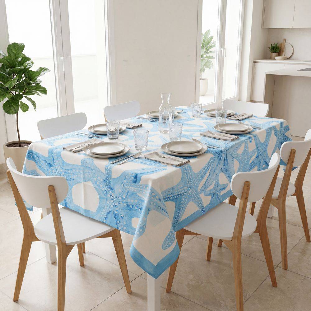 Tovaglia antimacchia Kiki Mare Stelle Marine Azzurre 140x240