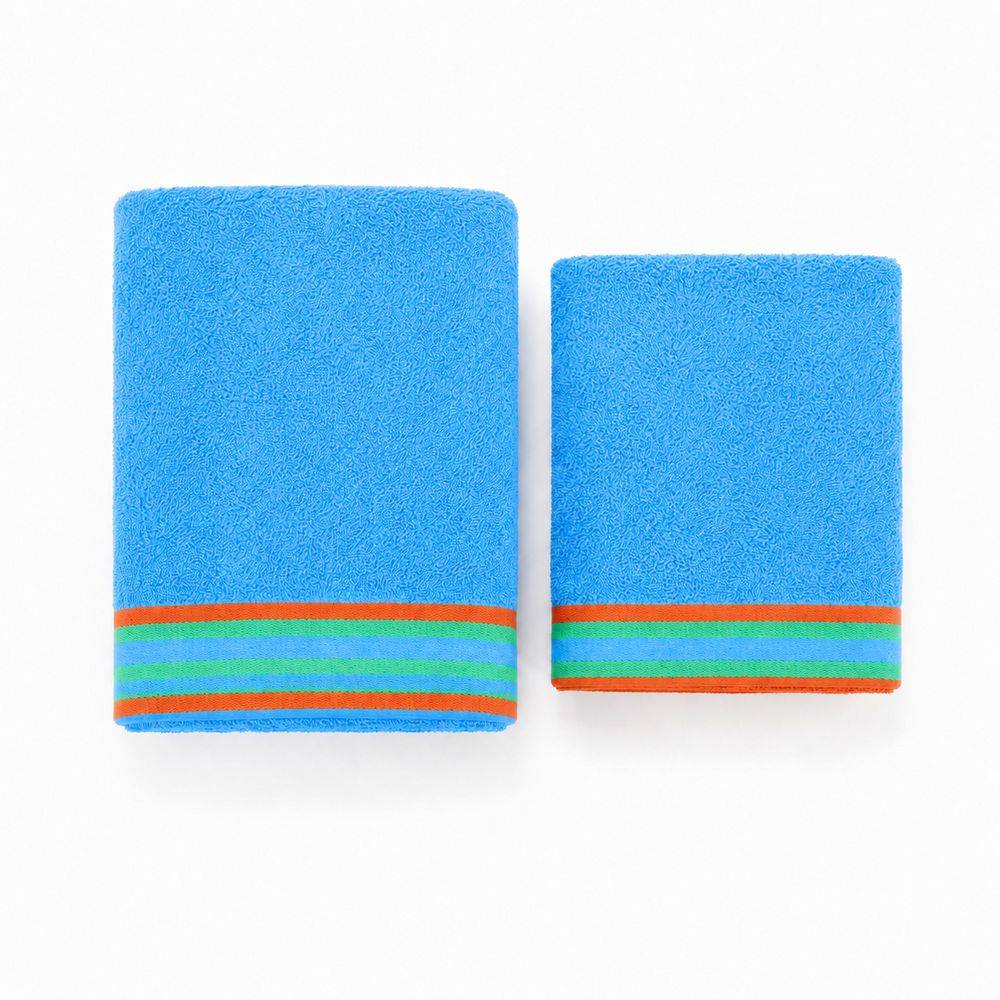 Coppia Asciugamani in spugna Happines Blu
