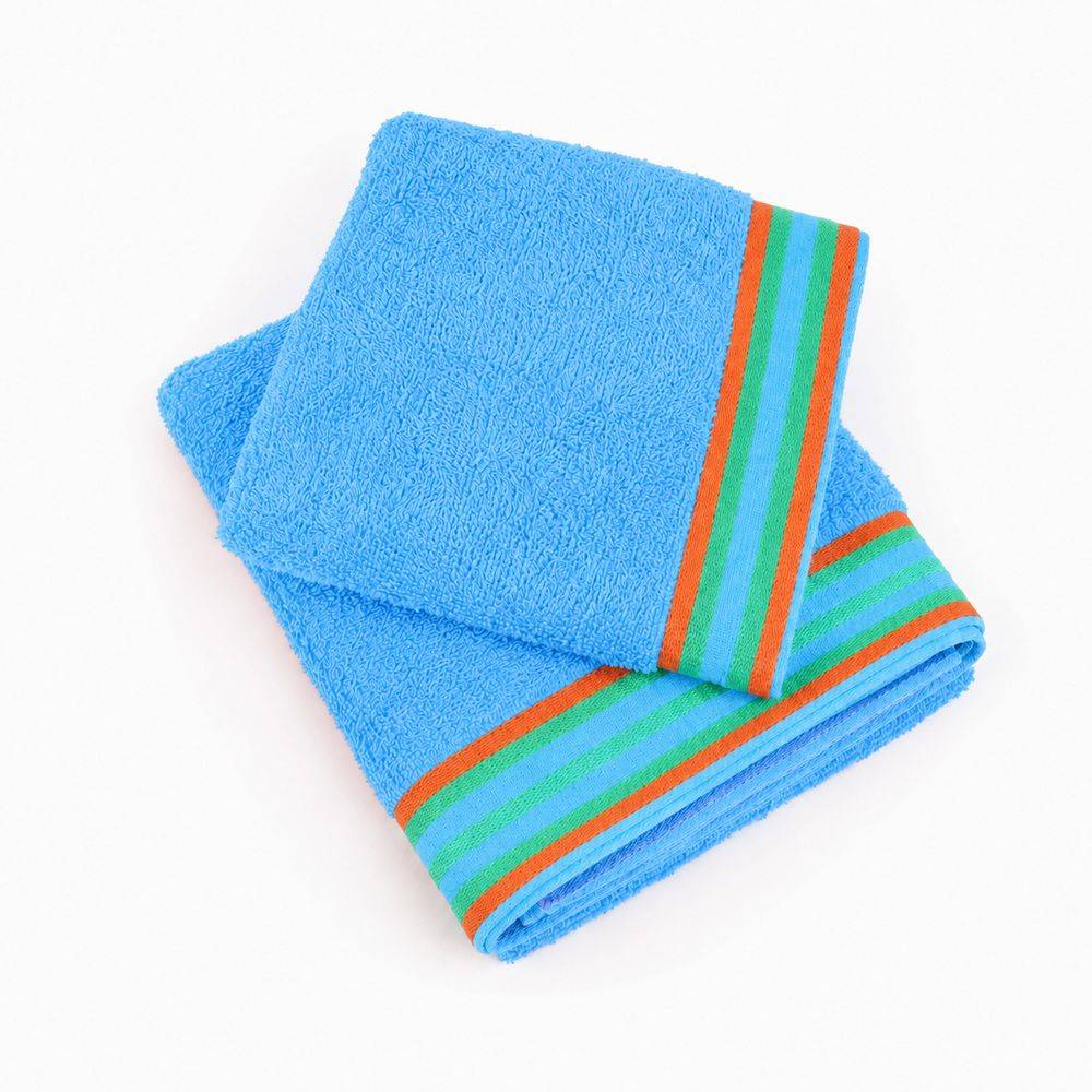 Coppia Asciugamani in spugna Happines Blu