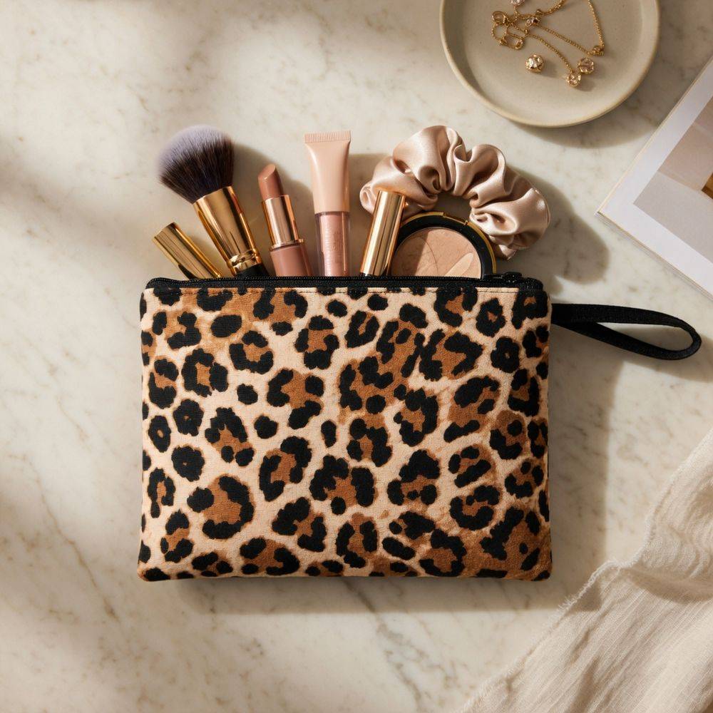 Pochette in tessuto Leopardo