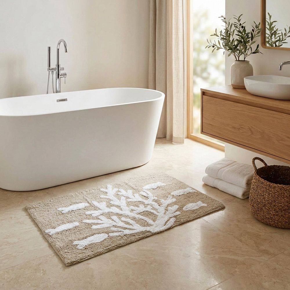 Tappeto Hidra Coralli e Pesci Beige in rilievo 50 x 80