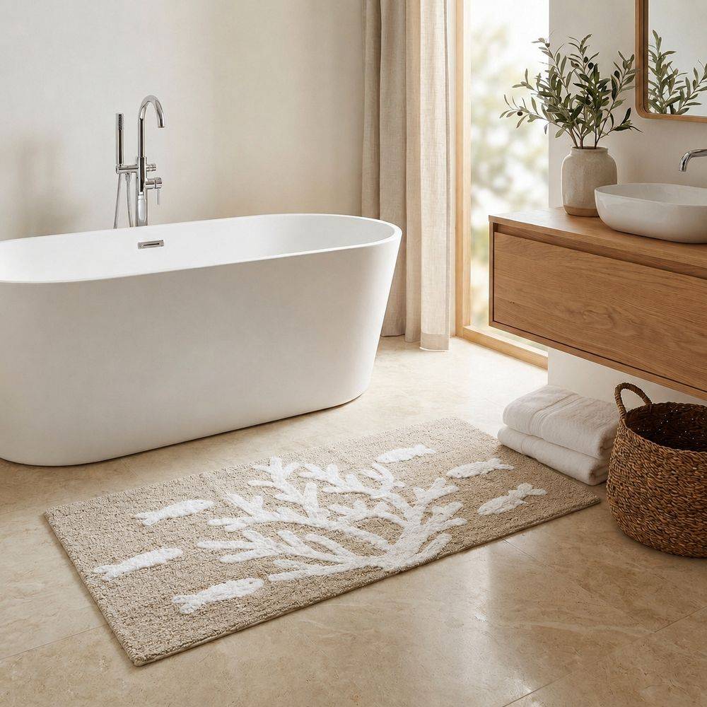 Tappeto Hidra Coralli e Pesci in rilievo Beige 60 x 110