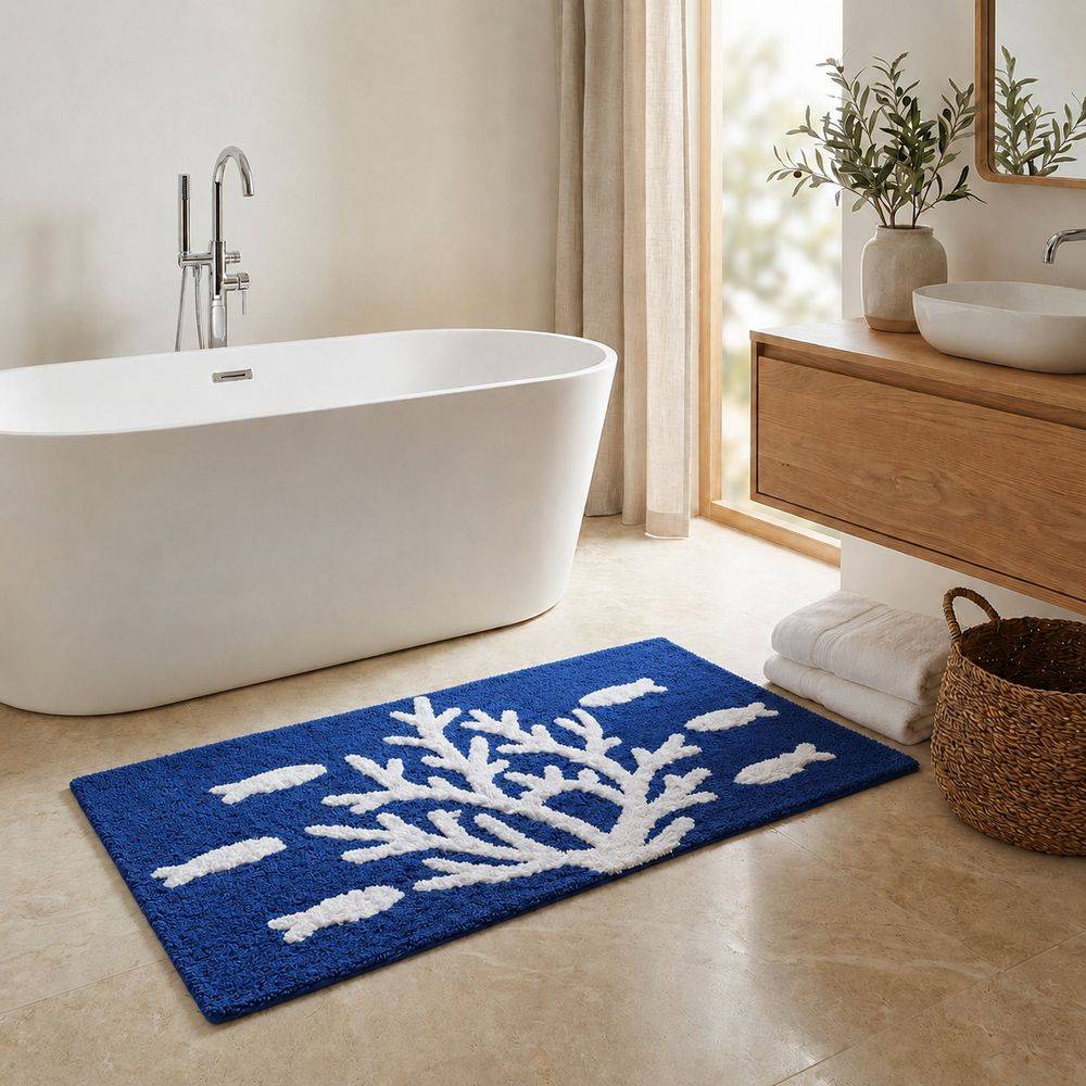 Tappeto Hidra Coralli e Pesci in rilievo Blu 60 x 110