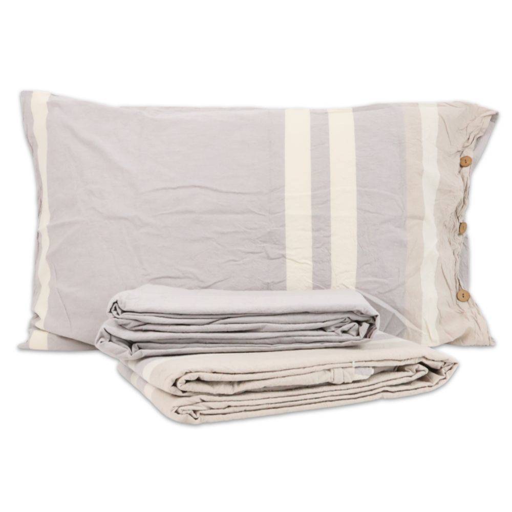 Completo Lenzuola Stone Washed Matilde Grigio Matrimoniale