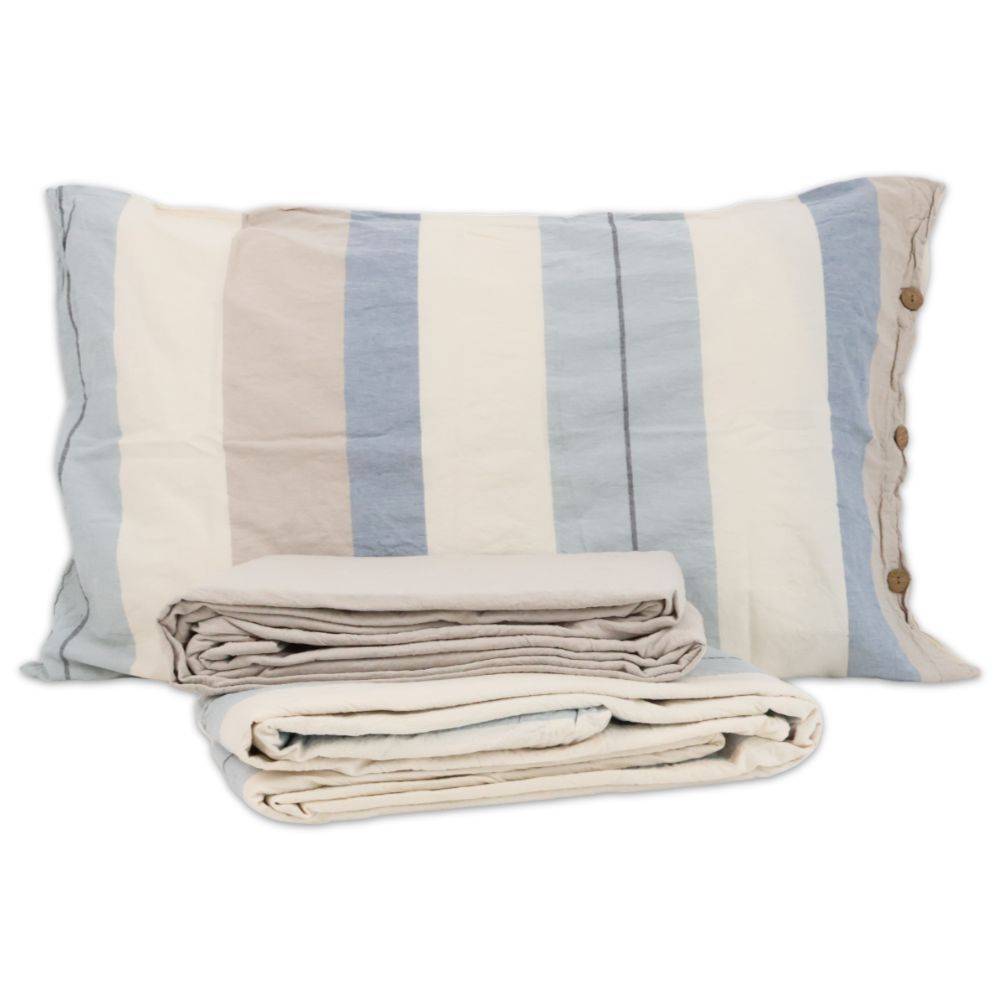 Completo Lenzuola Stone Washed Matilde Denim Matrimoniale 