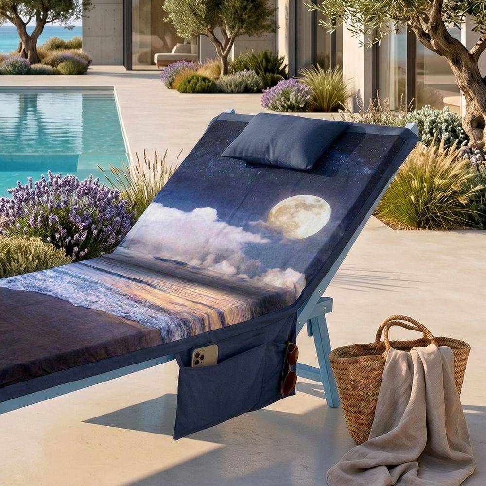 Telo mare per lettino con cuscino Trip Mare e Luna Piena 80x190