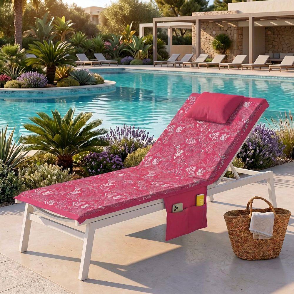Telo mare per lettino con cuscino Patagonia Coralli Fucsia 80x190
