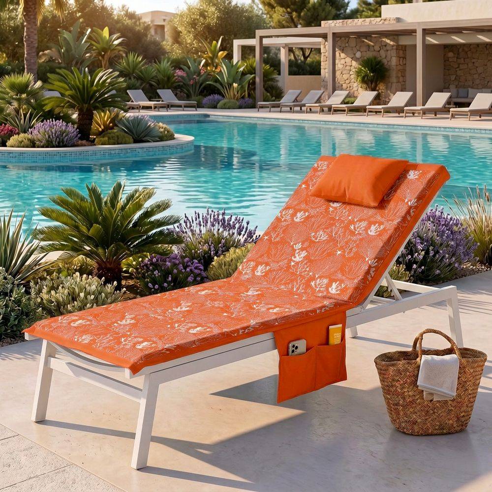 Telo mare per lettino con cuscino Patagonia Coralli Arancio 80x190