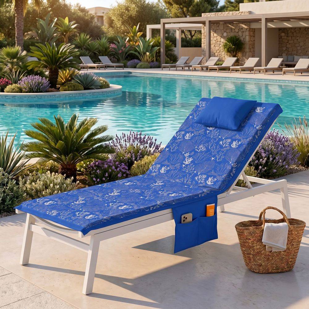 Telo mare per lettino con cuscino Patagonia Coralli Blu 80x190