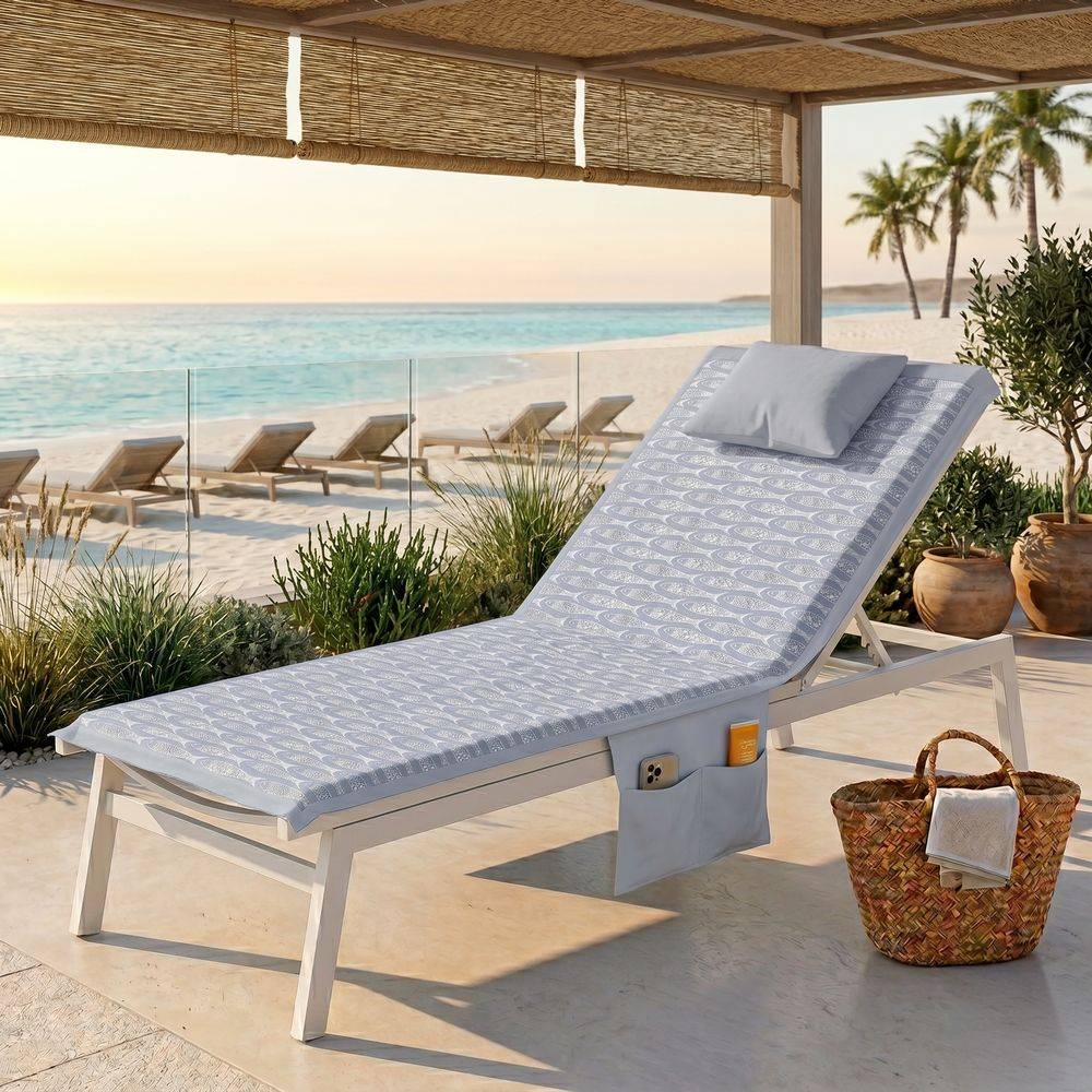 Telo mare per lettino con cuscino Patagonia Pesci Grigio 80x190