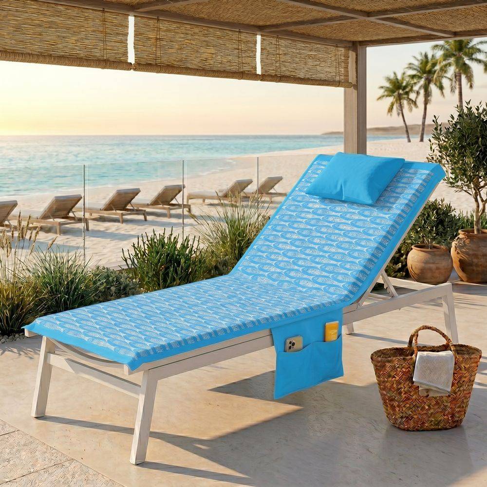 Telo mare per lettino con cuscino Patagonia Pesci Turchese 80x190