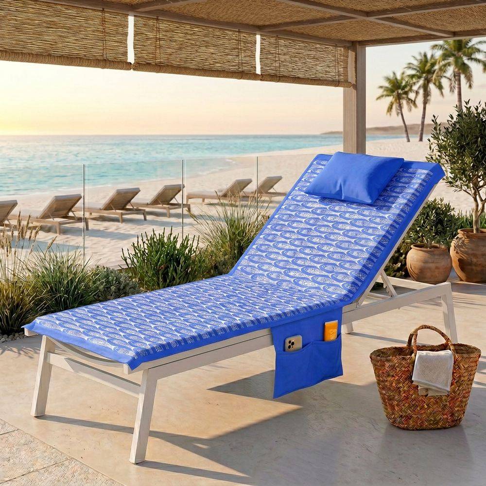 Telo mare per lettino con cuscino Patagonia Pesci Blu 80x190