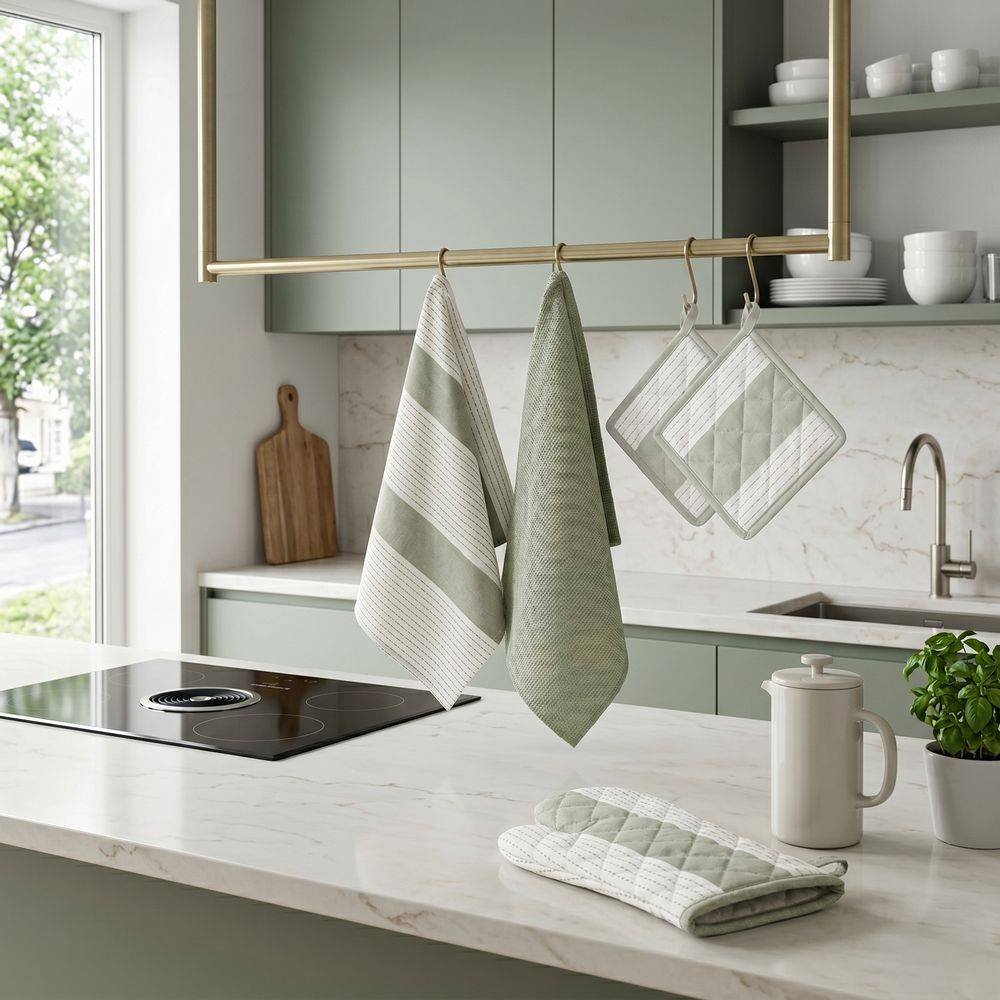 Set cucina Guanto Canovacci Presine Dash Verde Salvia