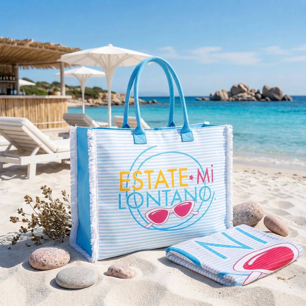 Borsa Mare con zip Estate-Mi Lontano