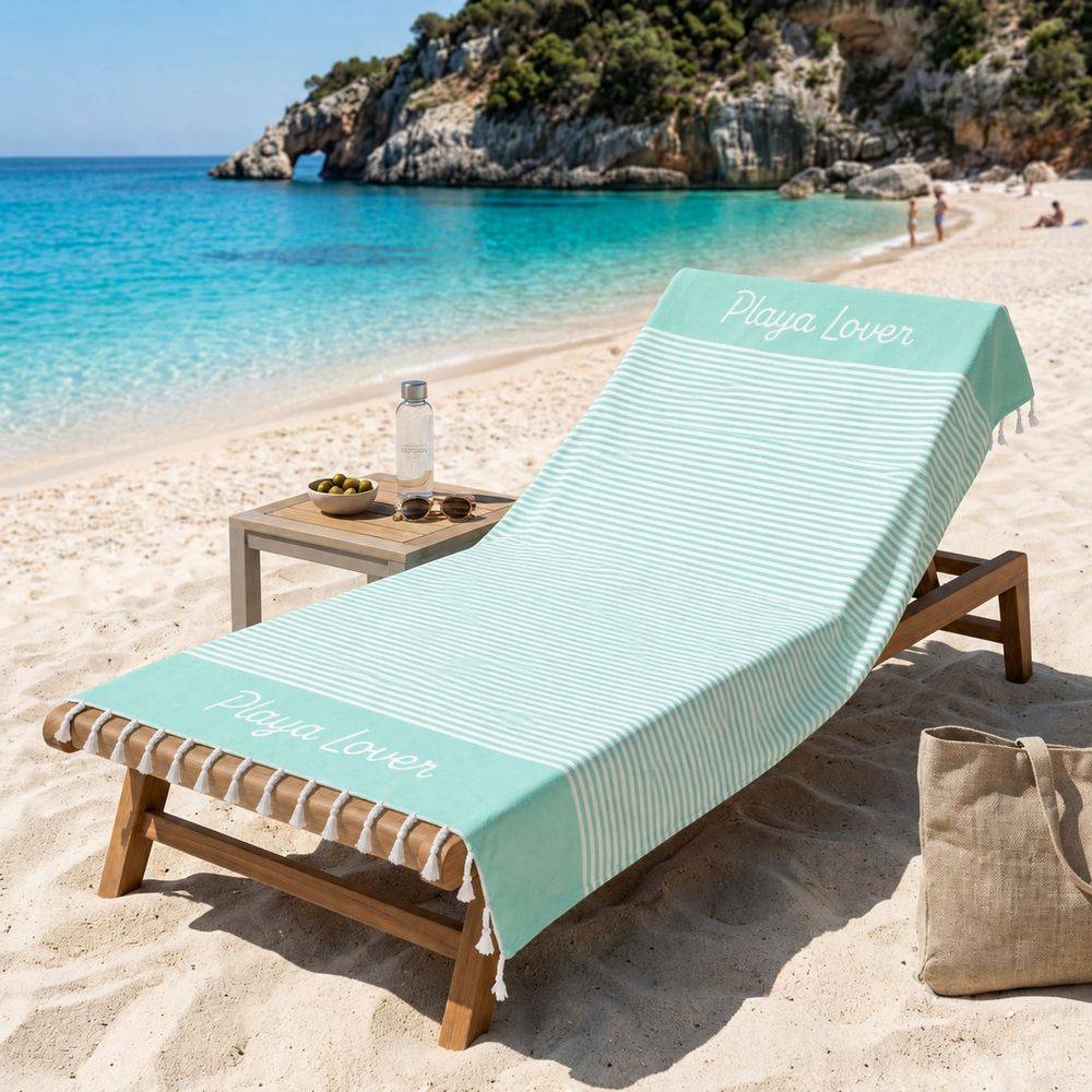 Telo Mare Fouta con frange Playa Lover Verde 90x170