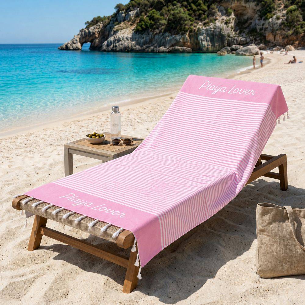 Telo Mare Fouta con frange Playa Lover Rosa 90x170