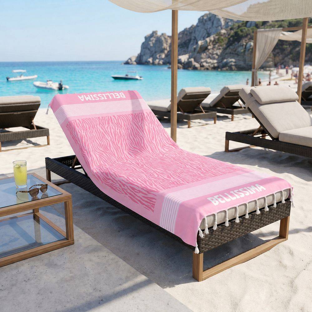 Telo Mare Fouta stampato con frange Bellissima Rosa 90x170