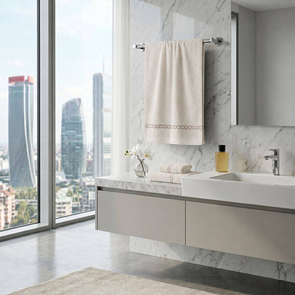 Telo bagno spugna Loft ricamato Panna