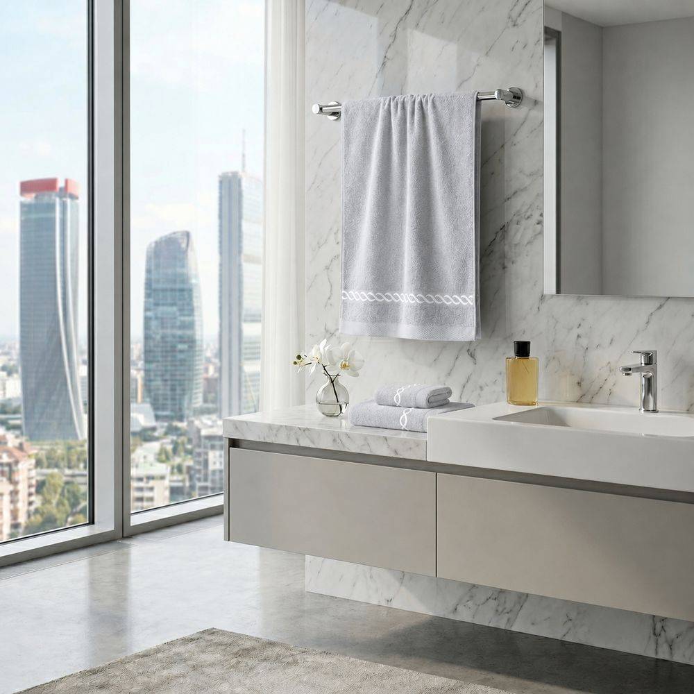 Telo bagno spugna Loft ricamato Grigio