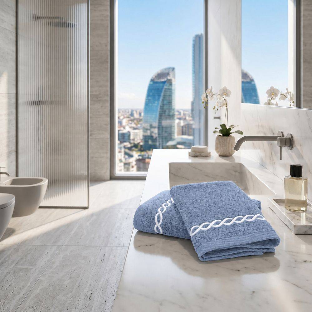Coppia asciugamani Ricamati Loft Blu