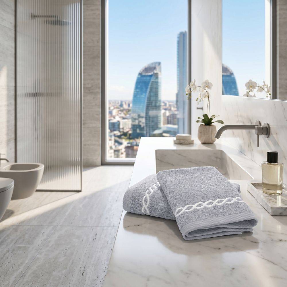 Coppia asciugamani Ricamati Loft Grigio