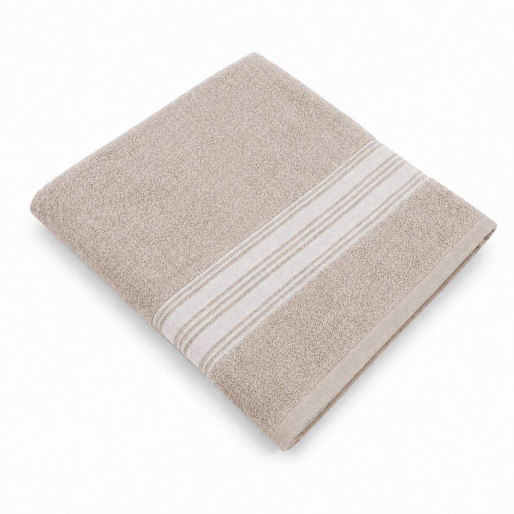 Telo bagno spugna Stripe ricamato Tortora