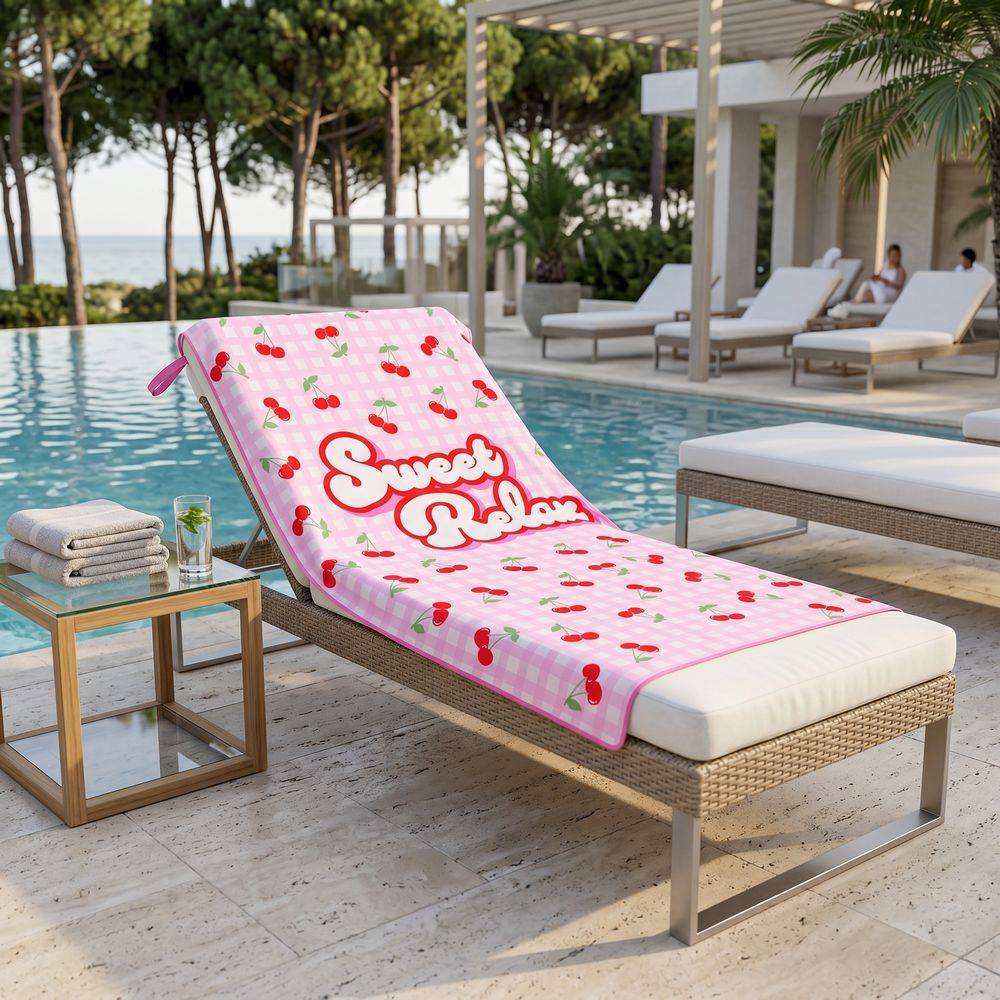 Telo mare microfibra Sweet Relax Ciliegie Rosa 90x170