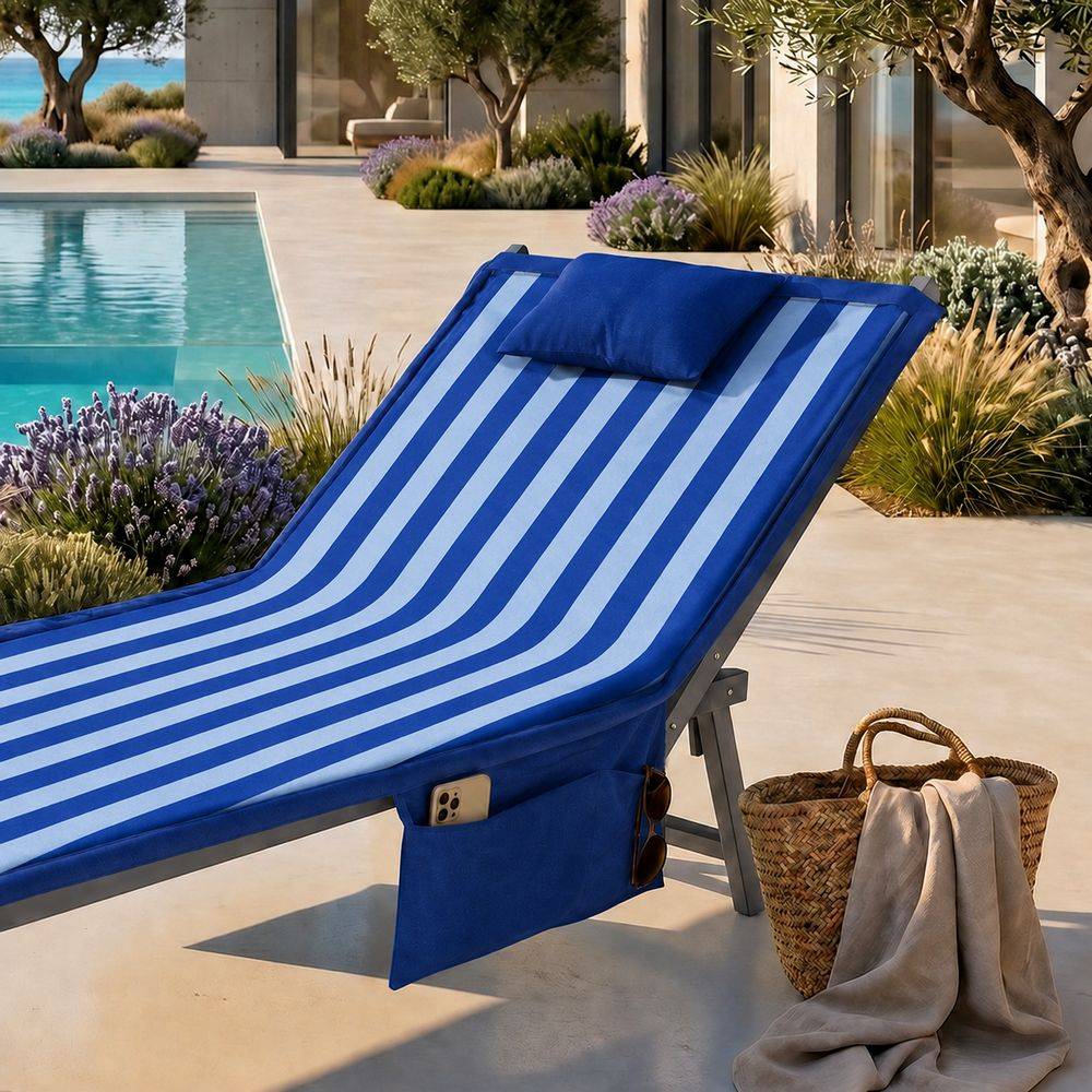 Telo mare per lettino con cuscino Tortugas Blu Azzurro 62x185