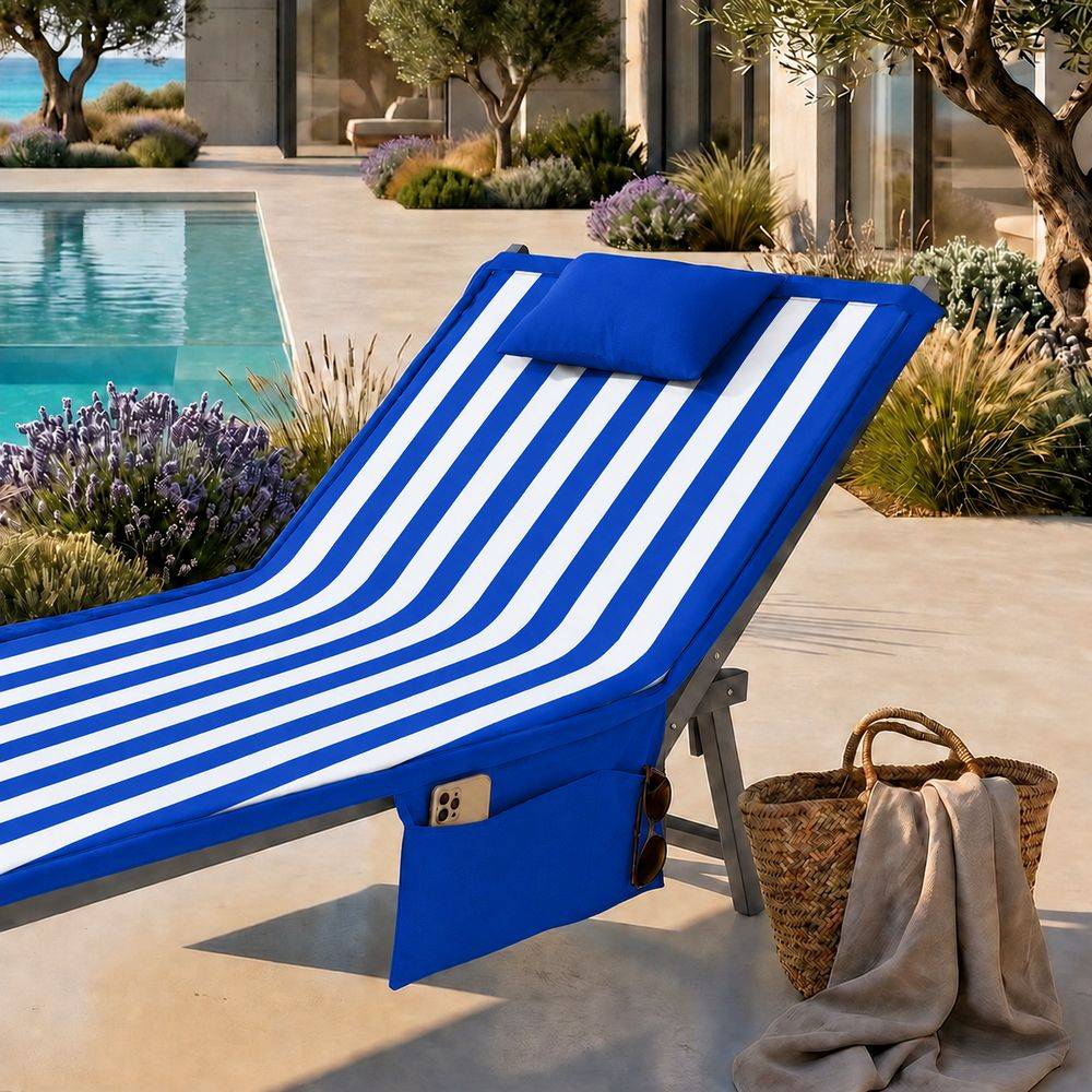 Telo mare per lettino con cuscino Sand City Righe Blu 80x190