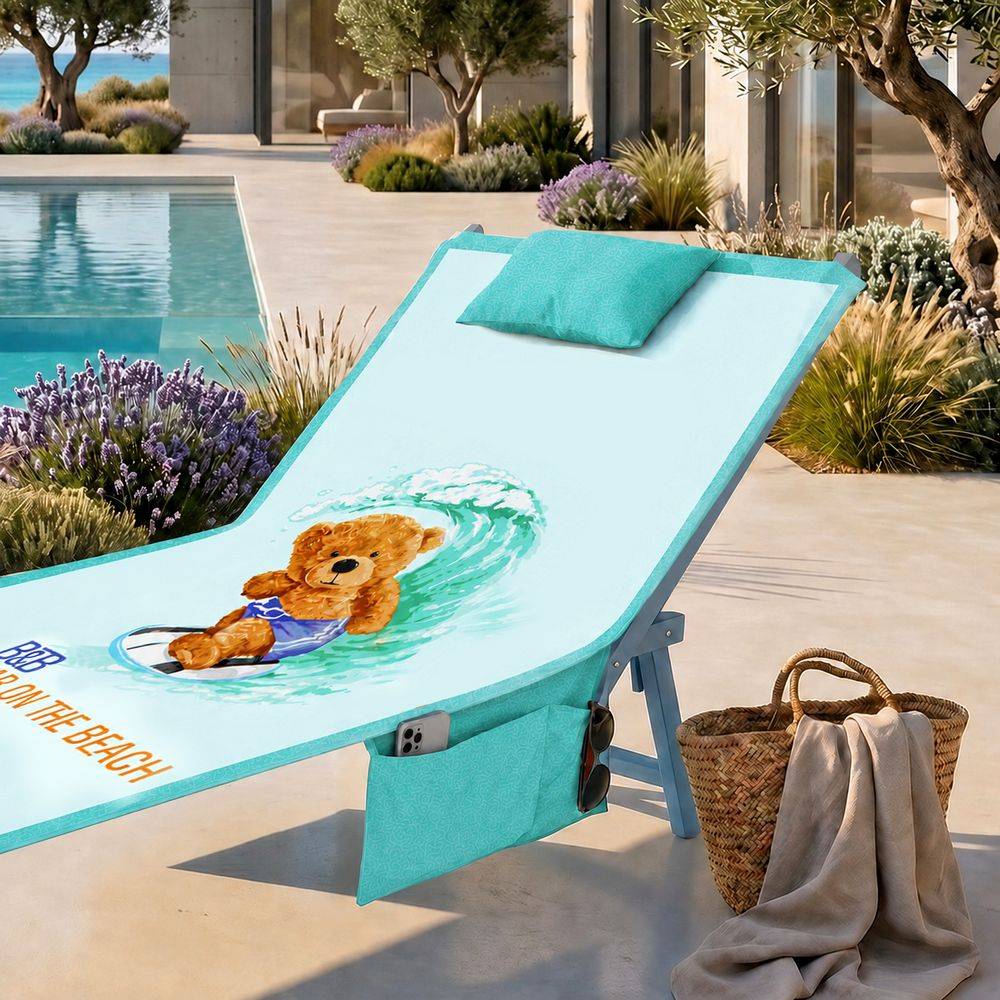 Telo mare per lettino con cuscino Teddy Surf Tiffany 62x185