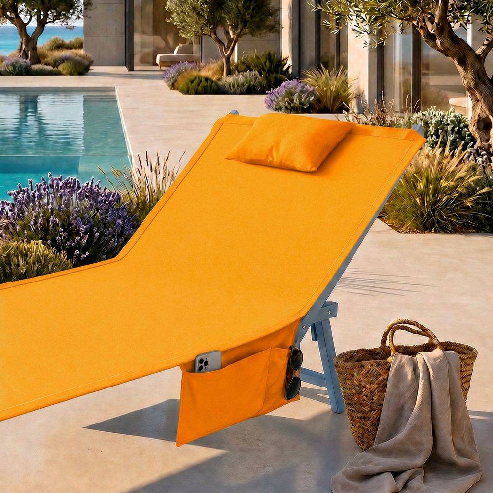 Telo mare per lettino con cuscino Tinta Unita Fluo Arancione 62x185