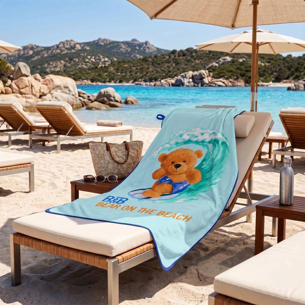 Telo mare microfibra Teddy Surf Blu 90x170