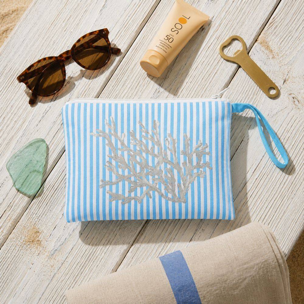 Pochette Coral Stripe Azzurro