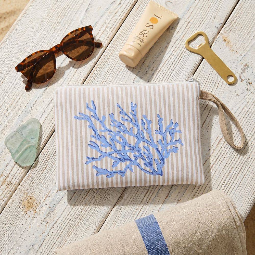 Pochette Coral Stripe Beige