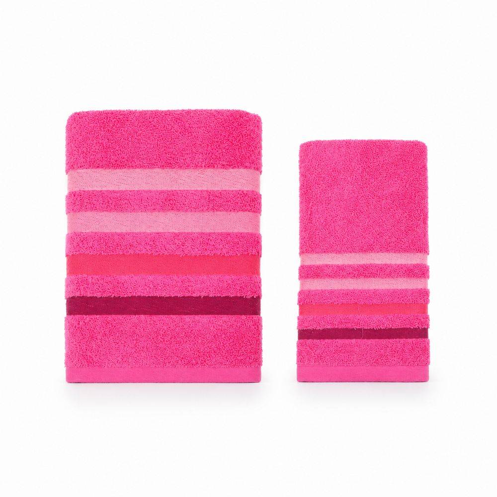 Coppia Asciugamani in spugna Colorful Fucsia
