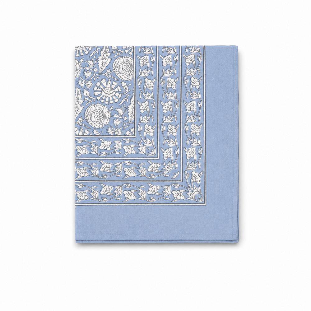 Telo copridivano copritutto Jaipur Fondo Azzurro Fiori Bianchi 270x260