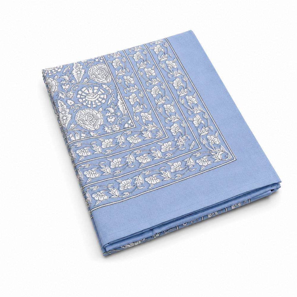Telo copridivano copritutto Jaipur Fondo Azzurro Fiori Bianchi 270x260