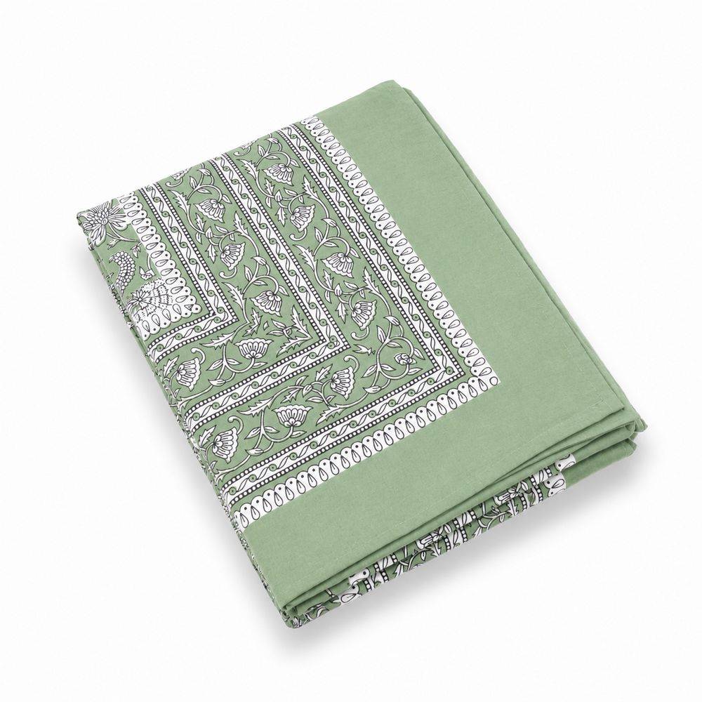 Telo copridivano copritutto Jaipur Fondo Verde Fiori Bianchi 270x260
