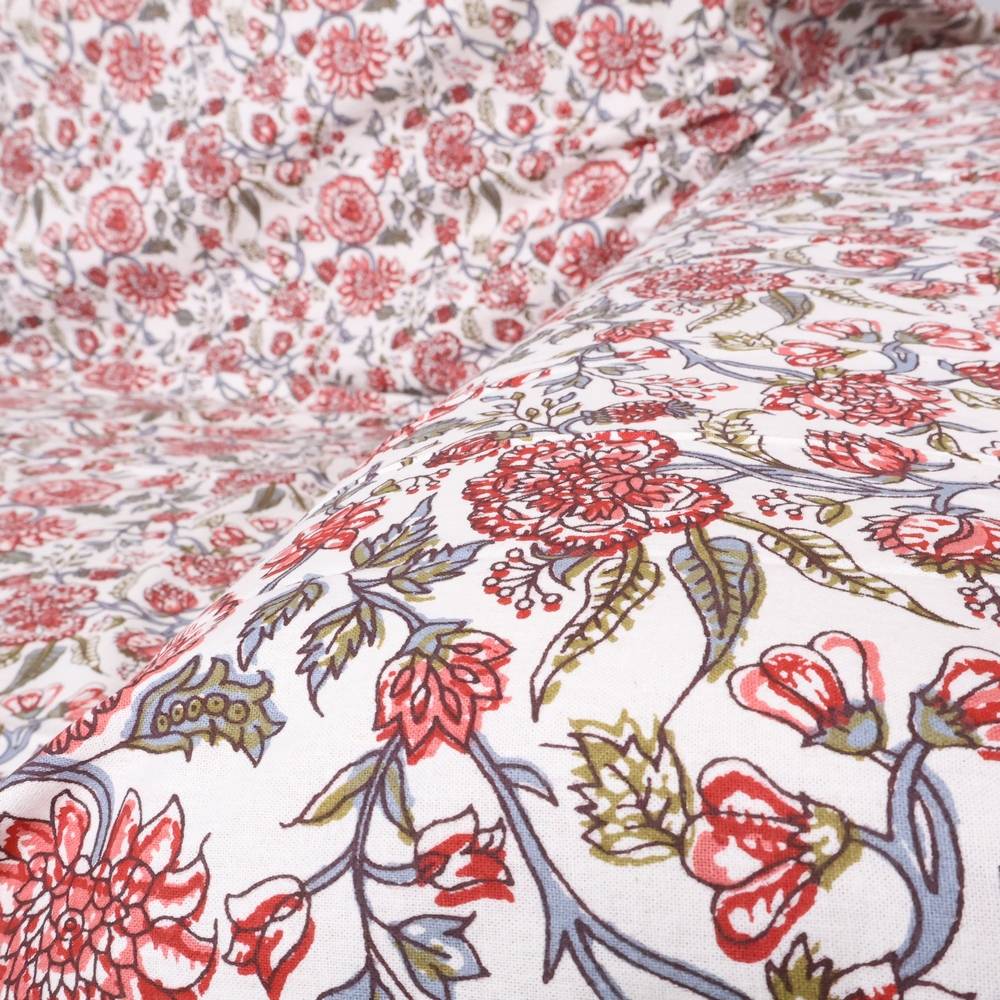 Telo copridivano copritutto Jaipur Fiori Rossi Bluette 170x260
