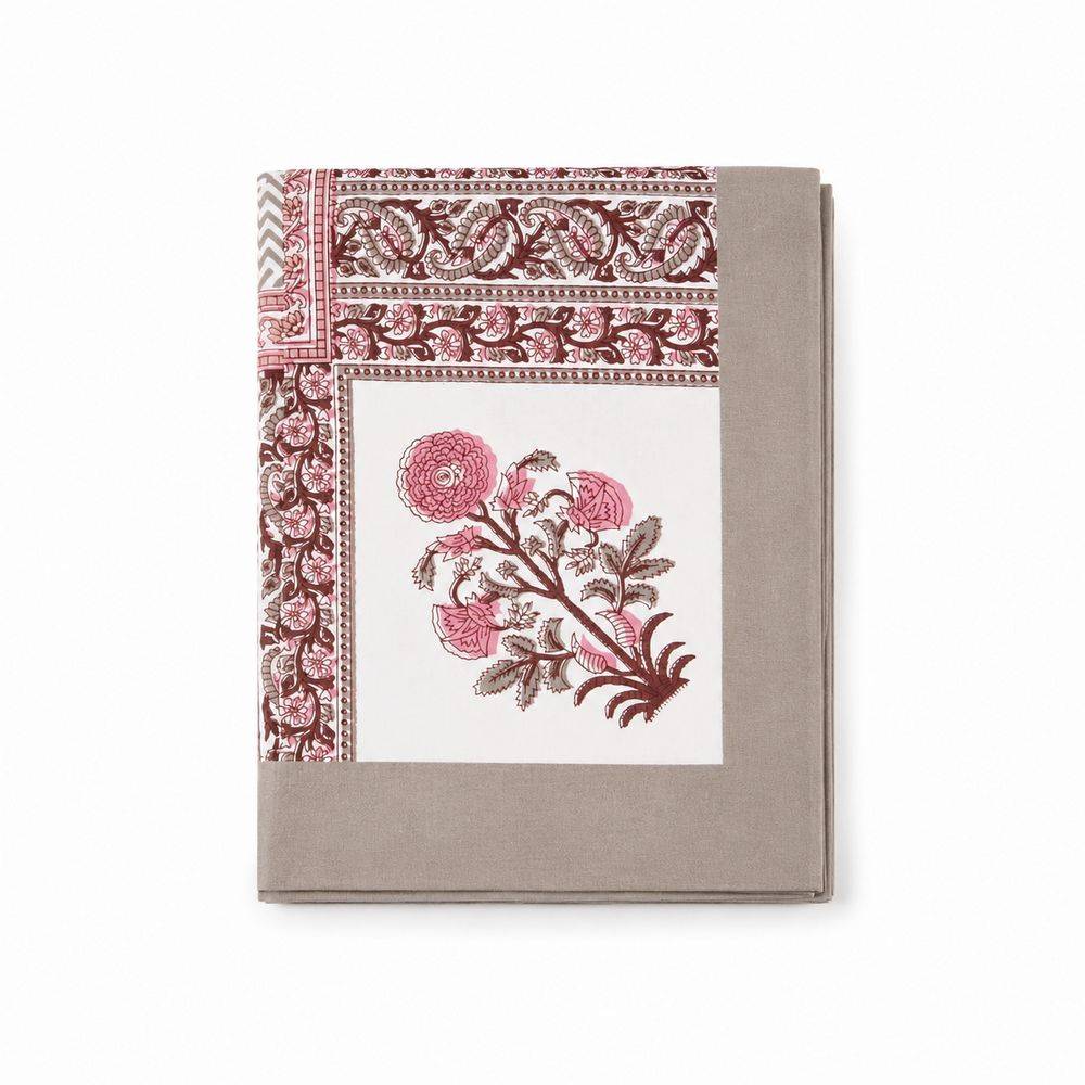 Telo copridivano copritutto Jaipur Fiori Rosa Tortora 170x260