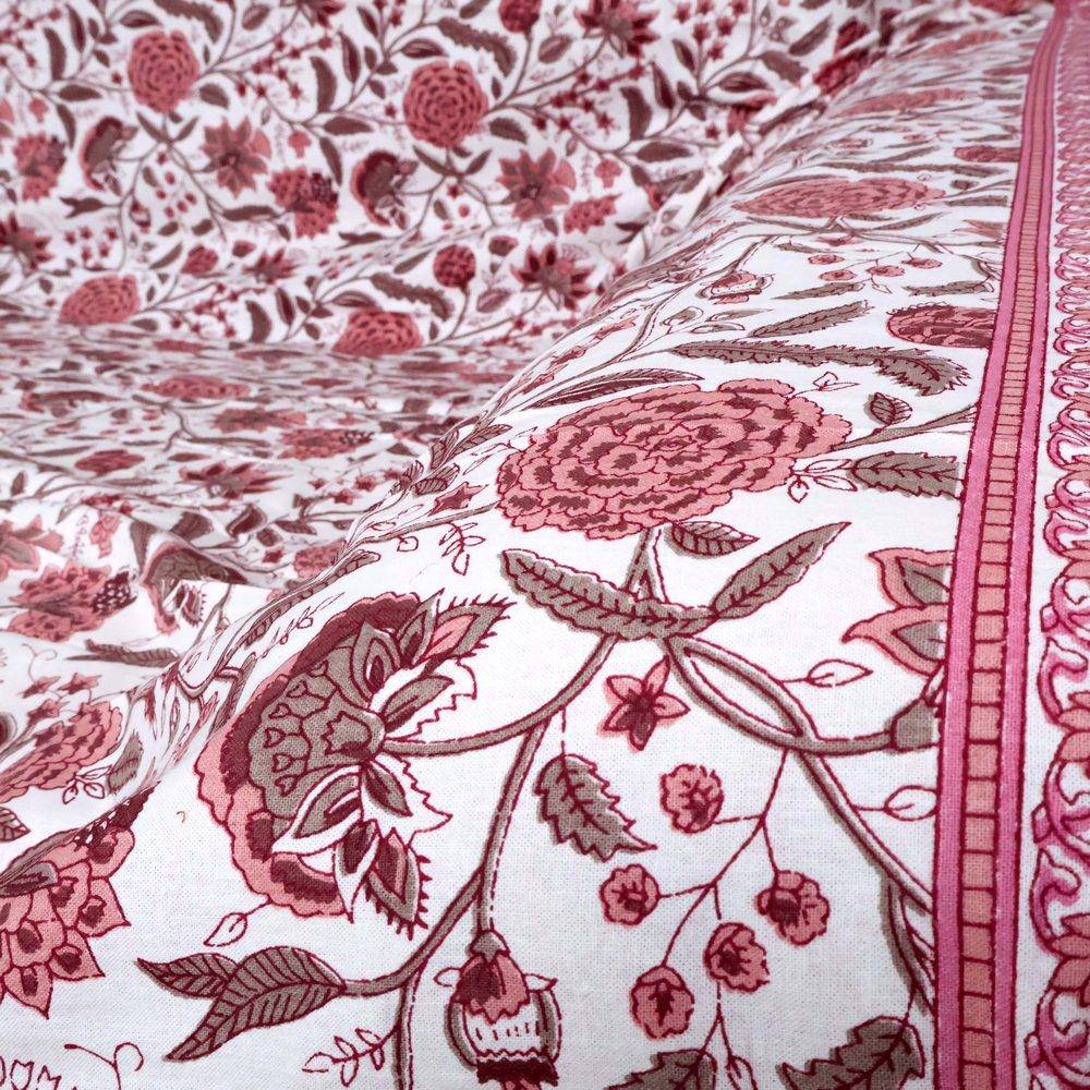 Telo copridivano copritutto Jaipur Fiori Rosa Tortora 170x260