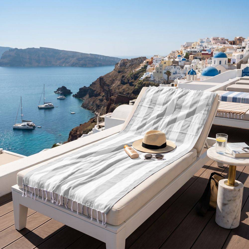 Fouta telo mare Jolie Antigua Grigio chiaro 100 x 200