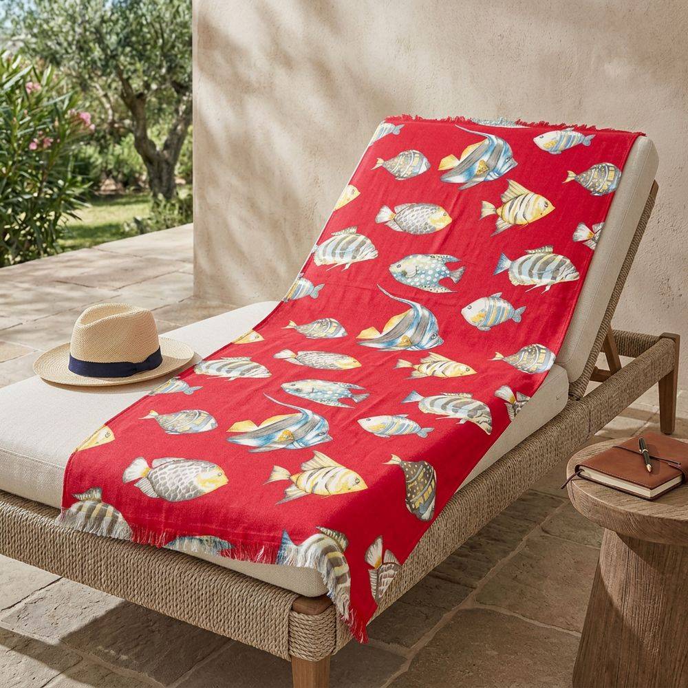 Fouta spugna e tessuto Oceano Pesciolino Fuxia 90 x 180