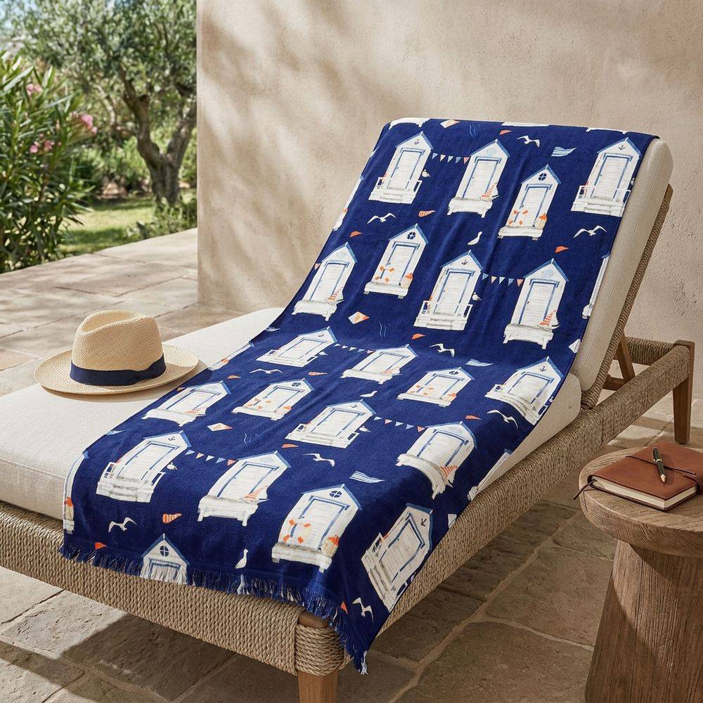 Fouta spugna e tessuto Costa Azzurra Blu Navy 90 x 180